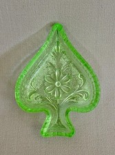 Green Depression Glass Footed Covered Candy Jar with Block/Panel Pattern — listing 3
