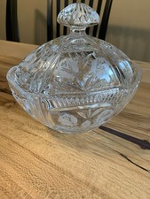 Vintage Square Cut Crystal Covered Candy/Trinket Box with Faceted Finial — listing 6