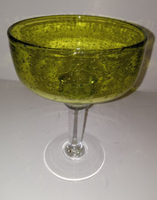 Hand-Blown Green-Tinted Margarita Glass with Controlled Bubbles — listing 4