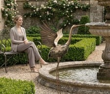 Large Patinated Bronze Sculpture of Flying Cranes / Herons in Flight, 24.5" H — listing 2