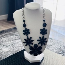 Peach Floral Cluster Bib Statement Necklace with Rhinestones — listing 6