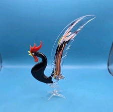 Hand-Blown Art Glass Rooster Figurine, Yellow with Red Streaks — listing 2