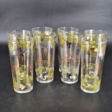 Vintage Libbey Green Etched Leaf Tumblers / Drinking Glasses — listing 3