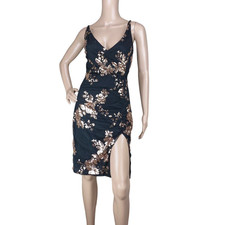 Chic Me Black Rose Gold Sequin Floral Mesh Sleeve Plus Size Party Dress — listing 4