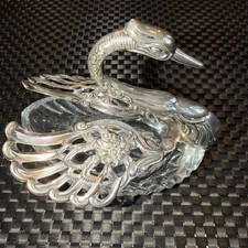 Vintage Sterling Silver & Lead Crystal Swan Figural Open Salt / Dish, West Germany — listing 6