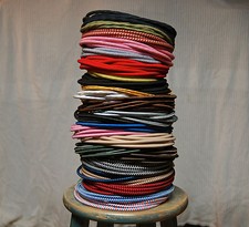 Bundle of Vintage Cloth-Insulated Copper Hookup Wire Leads with Decorative Red Paper Wrap — listing 5
