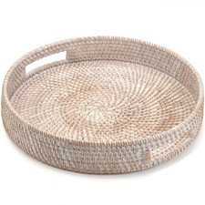 Large Round Woven Wicker Basket Tray with Side Handles — listing 5