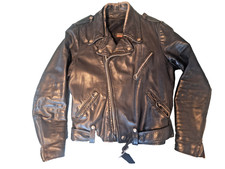 Brooks Leather Motorcycle Jacket with Snap-Down Collar — listing 4