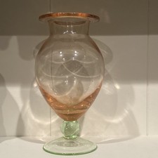 Vintage Watermelon Depression Glass Optic Panel Footed Vase/Parfait — listing 2