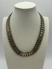 Vintage Two-Tone Textured Panel Link Statement Necklace No marks visible / costume metal — listing 3