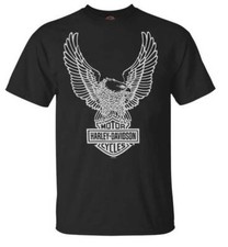 Vintage Harley-Davidson Eagle American Flag Graphic T-Shirt, Black — listing 6