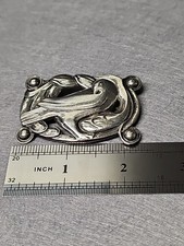 Danish Skønvirke Silver Bird & Foliate Link Bracelet with Green Cabochons, listing 2