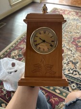 Ethan Allen Wood Mantel Shelf Clock with Brass Roman Numeral Dial — listing 3