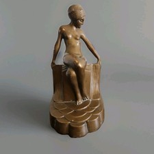 Pair of Bronze Erotic Nude Figural Bookends on Marble Bases — listing 3