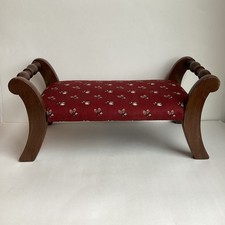 French Provincial Louis XV Style Upholstered Ottoman Footstool with Carved Wood Frame — listing 2