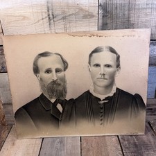 Antique Victorian Charcoal Portrait of a Married Couple in Ornate Ebonized Frame — listing 5