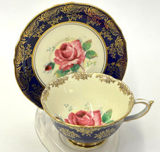 Paragon Fine Bone China Floral Teacup and Saucer with Gilt Rim