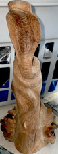 Carved Wood Standing Cobra Sculpture with Coiled Base — listing 5