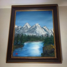 Framed Mountain Reflection Landscape Print (Mount Rainier / alpine lake scene) — listing 5