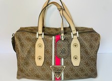 Guess G-Logo Monogram Satchel Handbag in Blue with Tan Trim — listing 5