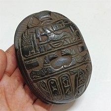 Egyptian God Bes Figurine with Hieroglyph Base & Scarab — listing 4