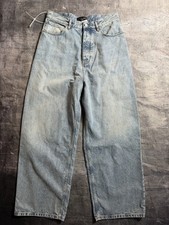Balenciaga Baggy Wide-Leg Jeans, Dark Wash, Distressed Hem — listing 2