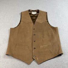 Scully Men's Brown Leather Western Snap-Front Vest, Size 4XT (New with Tags)
