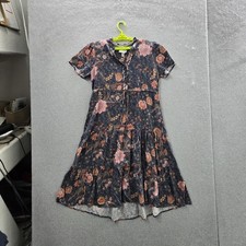 Knox Rose Women's Blue Floral Block-Print Boho Tassel-Tie Dress, Size Small — listing 6