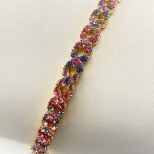 Rhinestone Tennis-Style Bracelet with Smoky Grey and Clear Crystals, Dark-Tone Metal Setting — listing 6