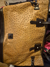 Dooney & Bourke Black Textured Leather Tote Bag with Tan Trim — listing 3