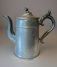 Antique 19th Century Pewter Coffee Pot with Hinged Lid and Angular Handle, Maker Unknown — listing 3