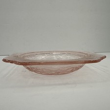 Vintage Pink Depression Glass Dinner Plate, 9 inch, Pressed Diamond & Daisy Button Pattern — listing 3