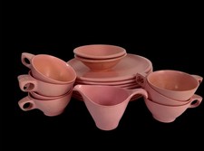 Vintage 1950s-1960s Melamine Dinnerware Lot - Avocado Green, Brown, and Floral Pattern Mixed Set (30+ Pieces) — listing 4