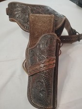 Vintage Tooled Leather Cowboy Double Holster Rig with Western Hat — listing 4