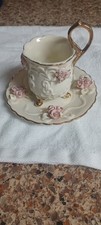 Vintage Japanese Pink Porcelain Demitasse Cup with Hand-Painted Rose and Gold Rim — listing 5