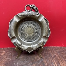 Vintage Solid Brass Oval Cigar Ashtray with Zigzag Cigarette Rests — listing 2