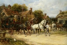 Heywood Hardy 'Changing Horses' Framed Coaching Scene Print — listing 2