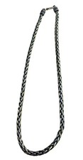 Balinese Style Sterling Silver Woven Wheat Chain Bracelet with Ribbed Stations — listing 2