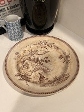 transferware dinner Vintage Brown Transferware Floral Porcelain Dinner Plate with Oval Side Dish — listing 6