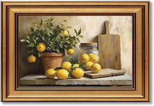 Pair of Framed Country Kitchen Still Life Prints with Blue Matting — listing 5