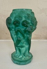 Czech Malachite Glass Covered Box with Figural Gnome/Dwarf Finial — listing 4
