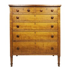 Antique Early American Tall Chest of Drawers (Highboy/Chest-on-Frame), Tiger Maple, 18th/Early 19th Century — listing 5