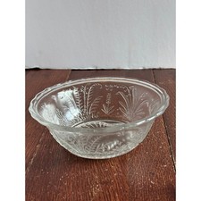 Pressed Glass Low Bowl with Foliate/Fern Pattern and Scalloped Rim — listing 2