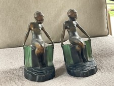 Pair of Bronze Erotic Nude Figural Bookends on Marble Bases — listing 6