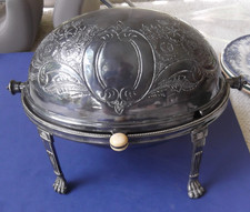 Vintage Silverplate Roll-Top Domed Butter Dish on Ball-and-Claw Feet
