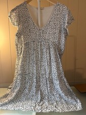 Altar'd State White with Black Spots Dalmatian Print Tiered Babydoll Mini Dress, Size M — listing 4