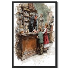 Framed Decorative Print of 'Treasure Shop' Antique Store Storefront Scene — listing 5