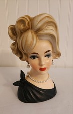 Vintage Napcoware Lady Head Vase with Pearl Jewelry and Upswept Hair — listing 4