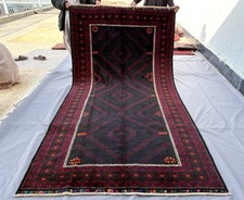 Hand-Knotted Wool Persian-Style Room-Size Rug with Red Field and Navy Floral Border, Signed — listing 6