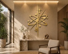 Metal Starburst Sunburst Wall Decor with Teardrop Accents